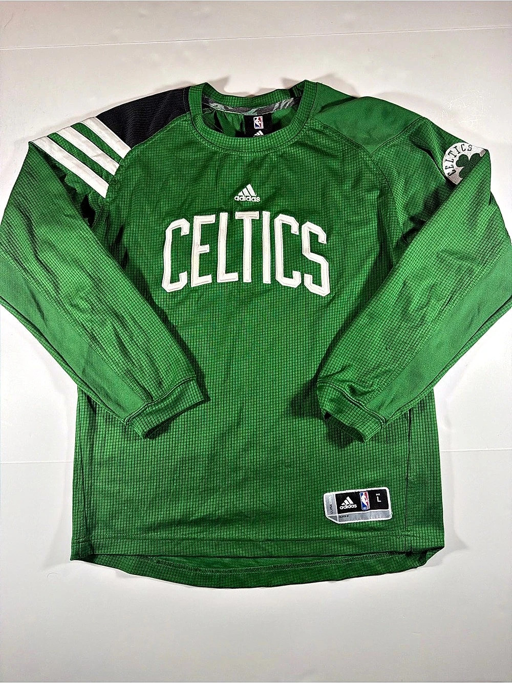 adidas Boston Celtics NBA Climacool Long Sleeve Shooting Shirt Green & White